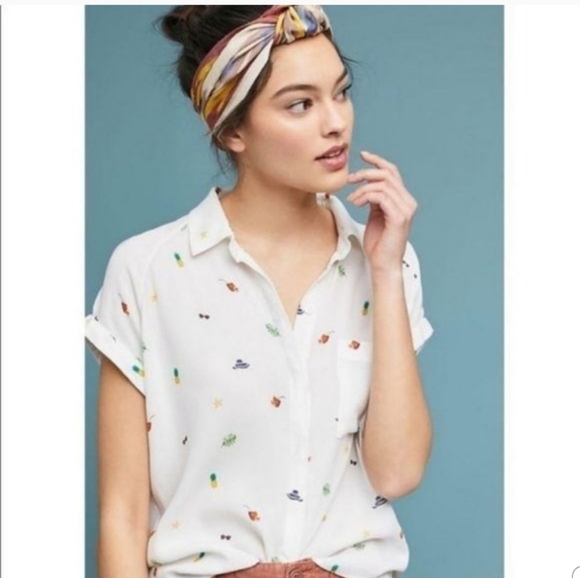 Rails Anthro Chase Beach Day Button Front Shirt Small - Picture 1 of 11